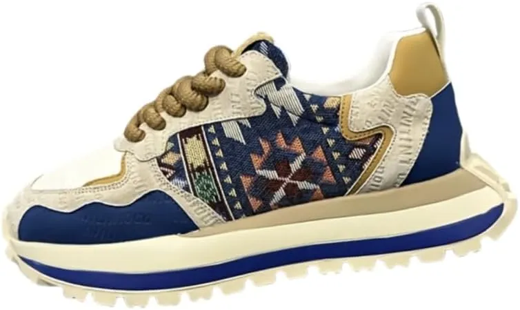 Fashion Sneakers, Breathable Fabric Upper, Rubber Sole, EVA Insole, Low Top Lace-Up Casual Sports Shoes for All Seasons, Allseason Sneakers | Vibrant Embroidered Shoes | Durable Rubber Sole