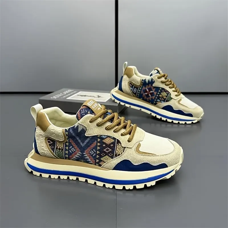 Fashion Sneakers, Breathable Fabric Upper, Rubber Sole, EVA Insole, Low Top Lace-Up Casual Sports Shoes for All Seasons, Allseason Sneakers | Vibrant Embroidered Shoes | Durable Rubber Sole
