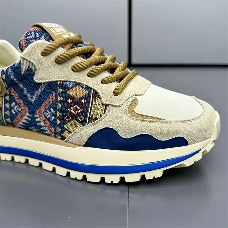 Fashion Sneakers, Breathable Fabric Upper, Rubber Sole, EVA Insole, Low Top Lace-Up Casual Sports Shoes for All Seasons, Allseason Sneakers | Vibrant Embroidered Shoes | Durable Rubber Sole