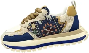 Fashion Sneakers, Breathable Fabric Upper, Rubber Sole, EVA Insole, Low Top Lace-Up Casual Sports Shoes for All Seasons, Allseason Sneakers | Vibrant Embroidered Shoes | Durable Rubber Sole