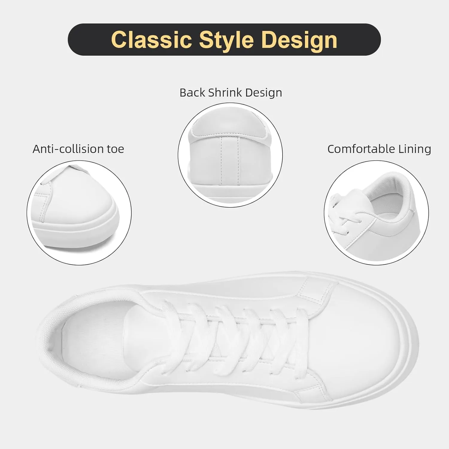 Fashion Sneakers for Men Women, Men’s Black Casual Leather Skate Shoes, Non Slip Comfortable Breathable Tennis Walking Shoes