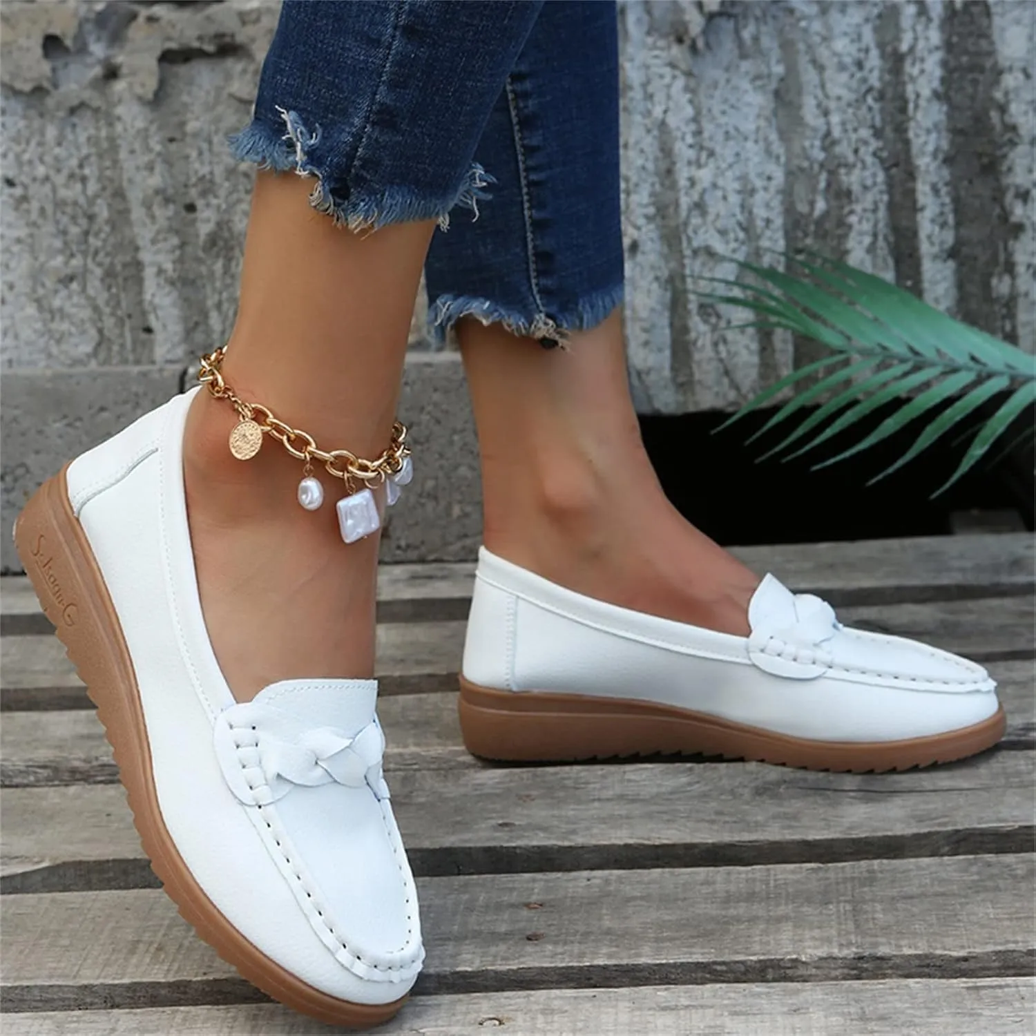 Flats Shoes for Women Breathable Leather Loafers Orthopedic Shoes Casual Walking Shoes Ladies Slip-On Driving Shoes