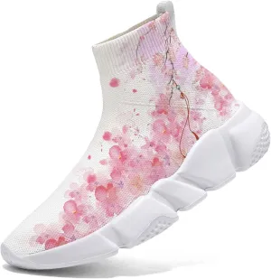 Hetios Womens Fashion Tennis Sneakers White Socks Shoes Graffiti Painted Casual Walking Shoes
